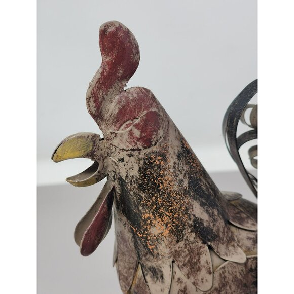 Vintage Rustic Metal Rooster Sculpture Set‎ Of 2 Decorative Farmhouse Décor - Picture 8 of 16